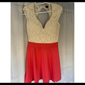 Coral and Cream Summer Dress